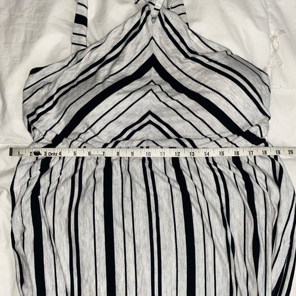 SOMA Chicos Halter Maxi Stripe DRESS Shelf Bra Black White Sz XL - Picture 14 of 14